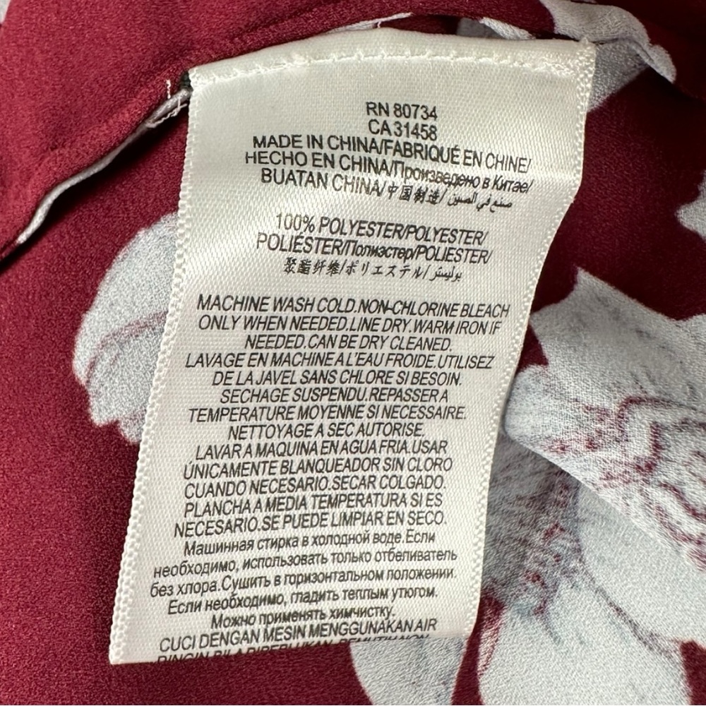 NWT BCBG Max Azria Ashton Port Burgundy Floral Long Sleeve Two Layer Dress XXS - Picture 9 of 11